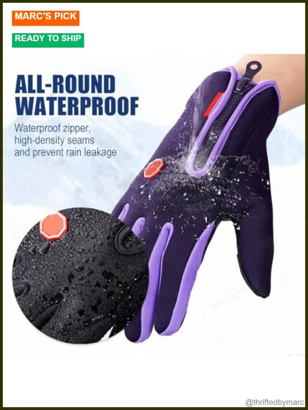 3 Pair Winter Touchscreen Gloves Windproof Waterproof Thermal for Running Hiking
